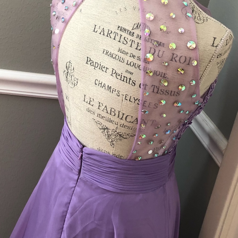 🔴CLEARANCE NEW STUDIO 17 SZ 8 LILAC BEADED ILLUSION CHIFFON FORMAL EVENING GOWN - Picture 9 of 15